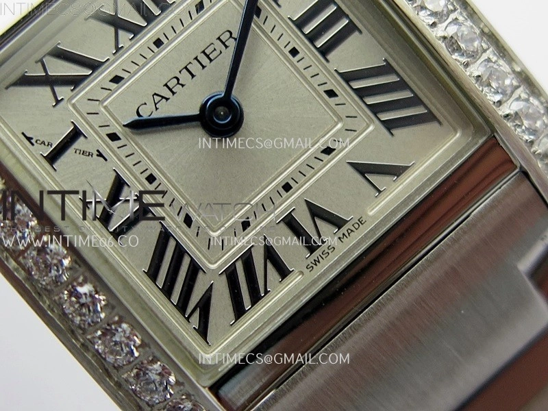 Tank Francaise Ladies 21.2mm Diamond Bezel SS 8848F 1:1 Best Edition Silver Dial on SS Bracelet Ronda Quartz V2
